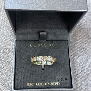 18KT Gold Plated Pink Heart & Clear Stone Band - Women